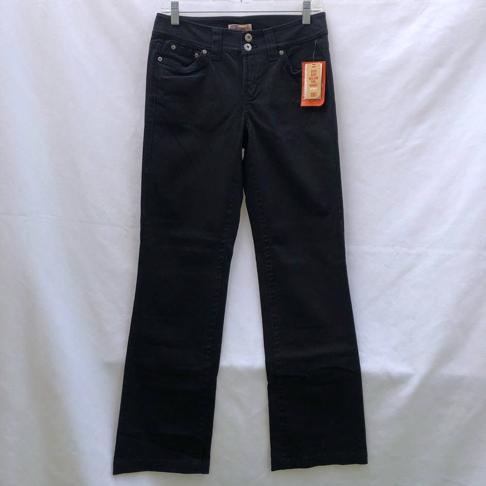 Faded Glory Twill Black Straight Legs Pants Size 6